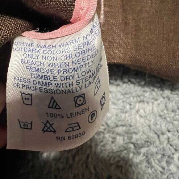 Lands End Blazer Women 12 Brown 4 Button Linen Lagenlook Jacket - Picture 6 of 10